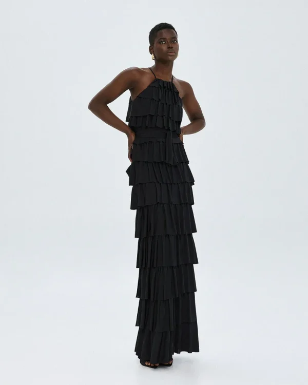 Alternative view of Long halter dress with ruffle detail - Access Fashion
