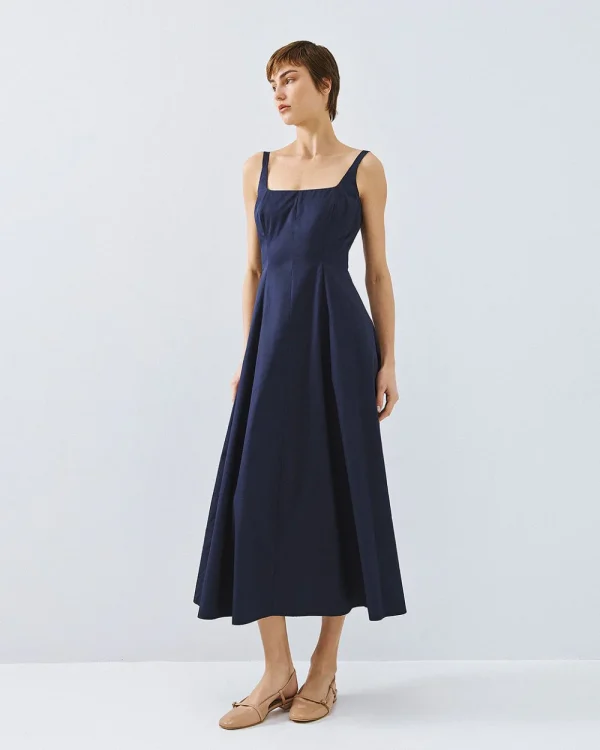 Midi flared dress with pleats - Access Fashion