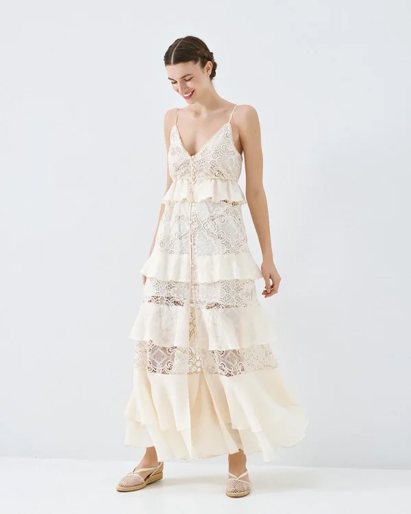 Dress with lace and ruffle details - Access Fashion
