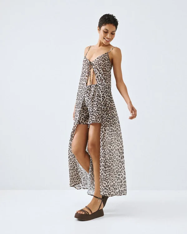 Leopard shirt dress with straps - Access Fashion
