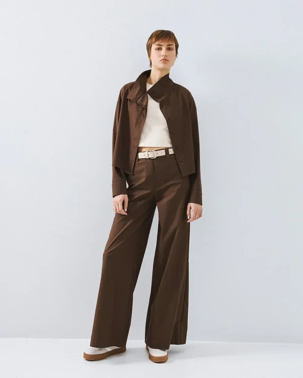 Cropped shirt with a high neckline - Access Fashion