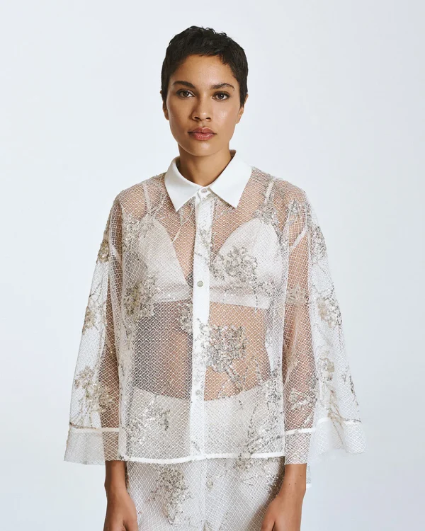 Alternative view of Mesh shirt with sequins - Access Fashion