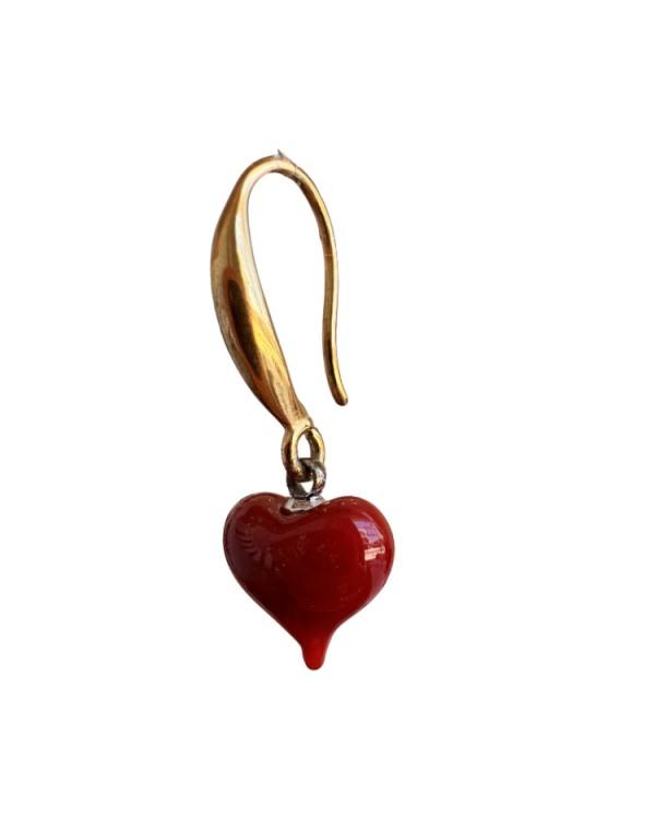 Alternative view of Glass heart earrings - Ifigenia Loukou