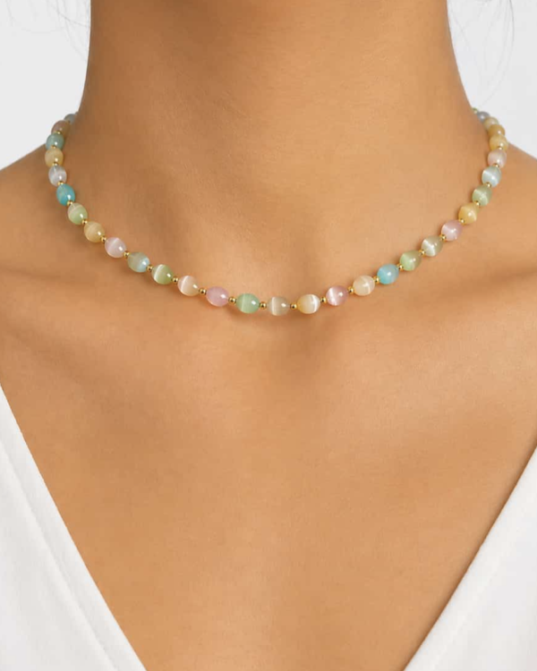 Alternative view of Gold-plated baroque small-pearl necklace - Ifigenia Loukou