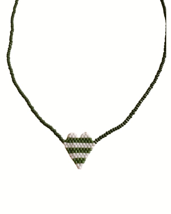 Alternative view of Miyuki striped heart necklace - Ifigenia Loukou