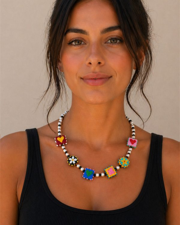 Alternative view of Pearl necklace with murano stones - Ifigenia Loukou