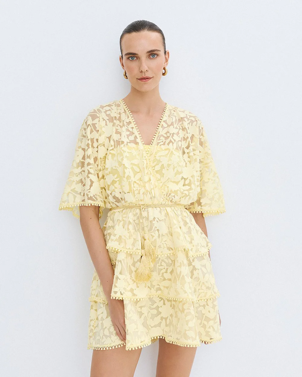 Brouska - S26-3028 Mini devore dress with ruffles - Access Fashion - Image 7
