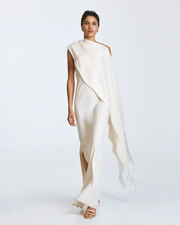 One-shoulder dress with cape - Access Fashion
