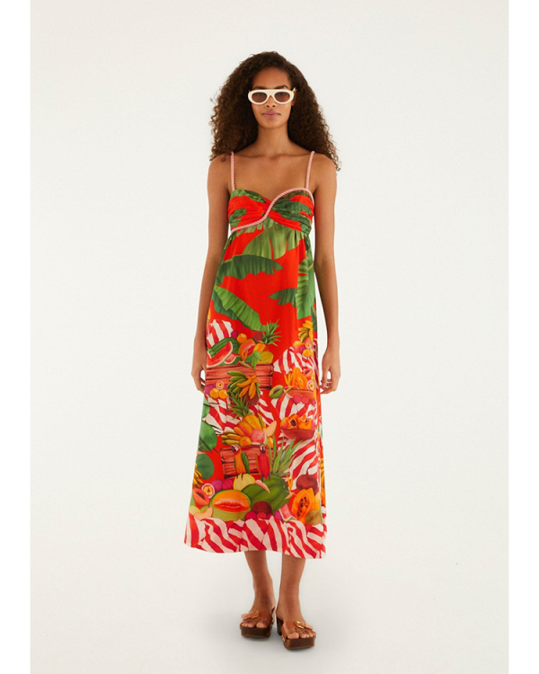 Trolley sweetheart neck maxi dress - Farm Rio