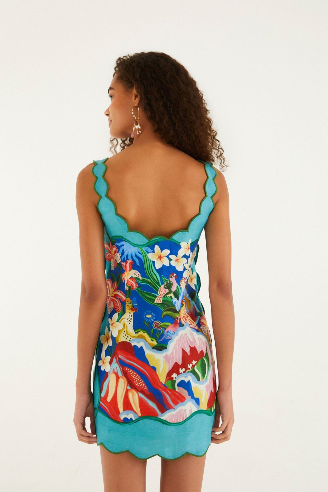 Brouska - FRS26-355532 Multicolor garden of life scarf scallop mini dress - Farm Rio - Image 3