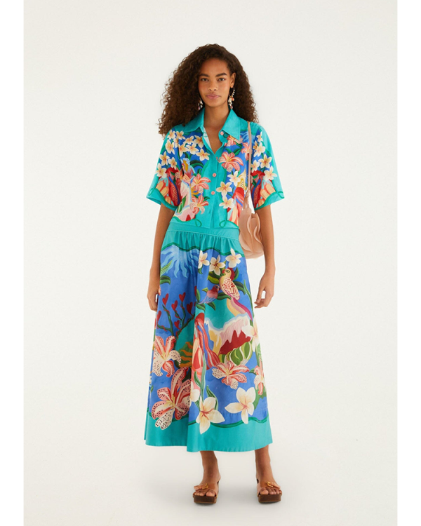 multicolor garden of life midi skirt - Farm Rio