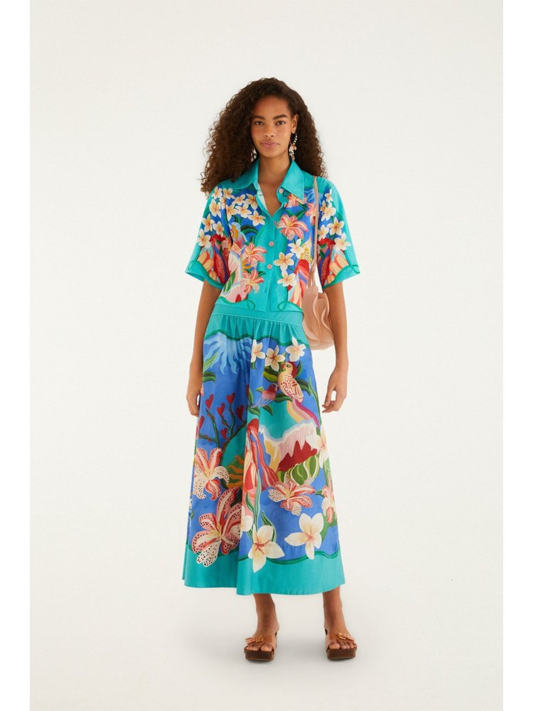 Brouska - FRS26-360775 multicolor garden of life midi skirt - Farm Rio