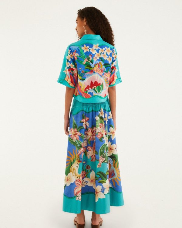 Alternative view of multicolor garden of life midi skirt - Farm Rio