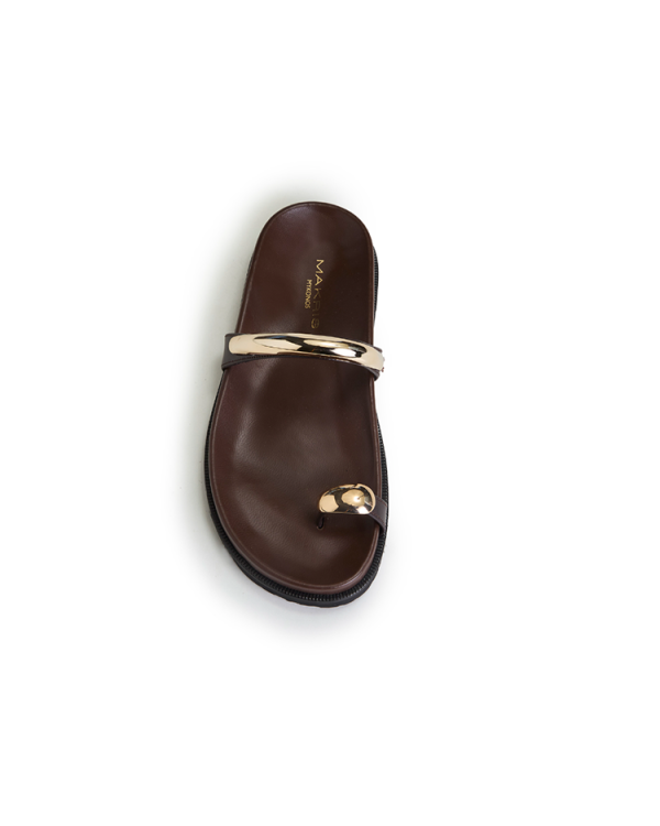 Alternative view of Flat sandals with Metallic gold detail -  Makris