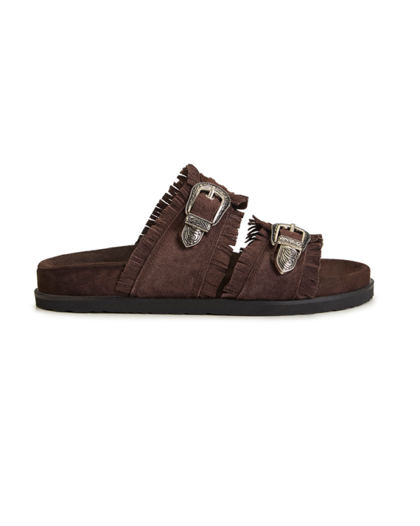 Brouska - Fringe buckle slide sandals - Makris