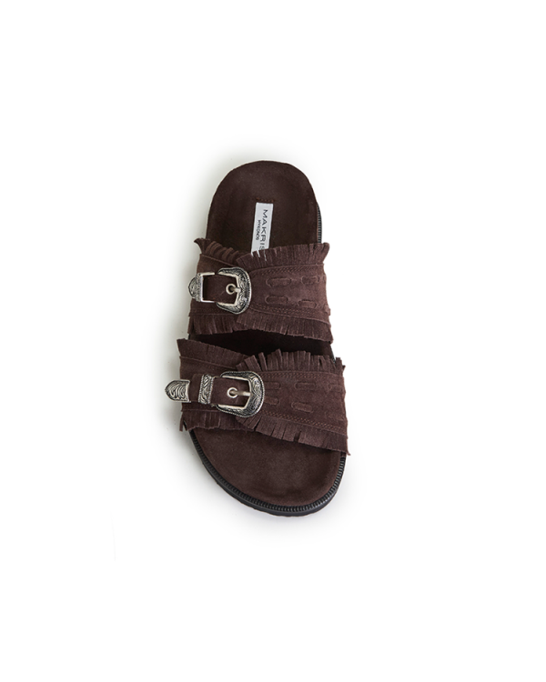 Alternative view of Fringe buckle slide sandals - Makris