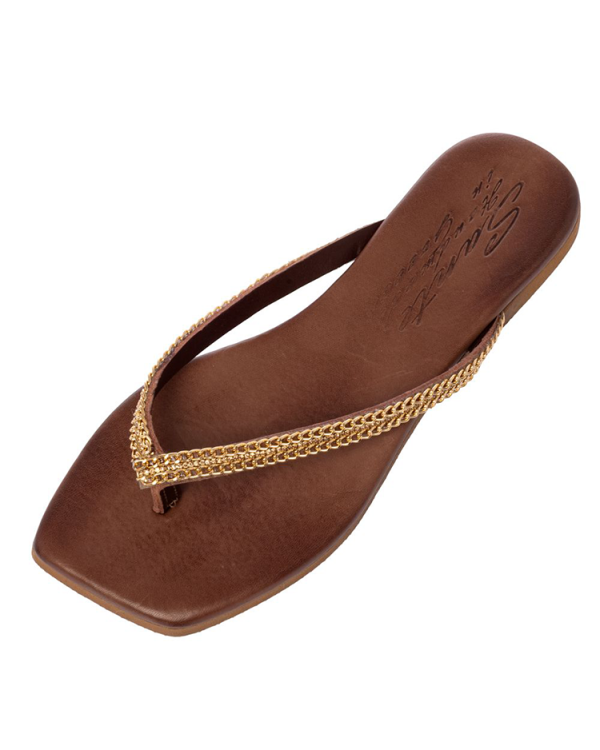 Alternative view of Chain detail leather flip flops - Sante Shoes