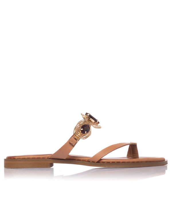 Toe-loop sandals with stones - Sante Shoes