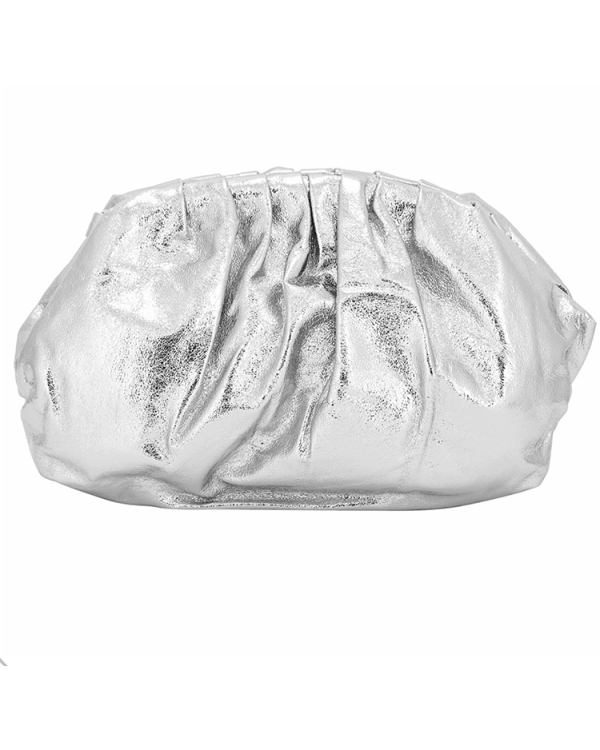 Metallic ruched clutch bag