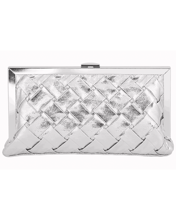 Alternative view of Woven metallic frame clutch bag