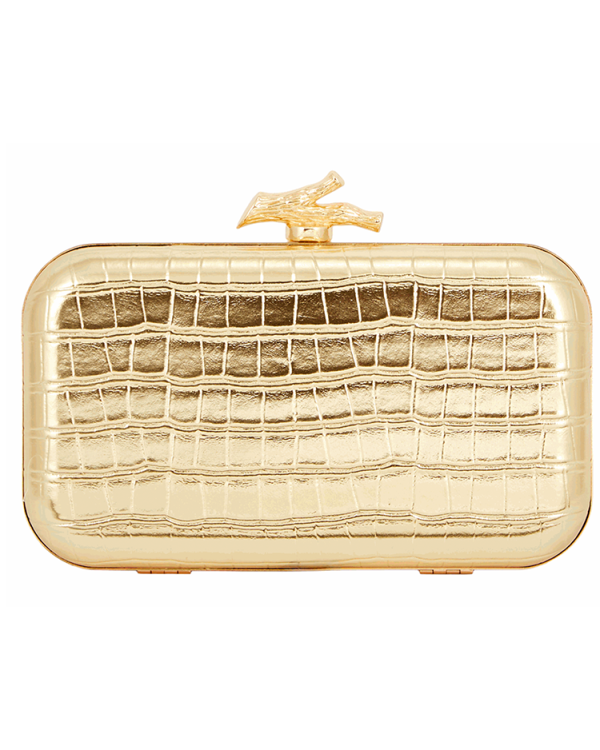 Croc metallic clutch with branch clasp