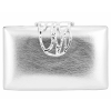 Metallic clutch with sculptural handle