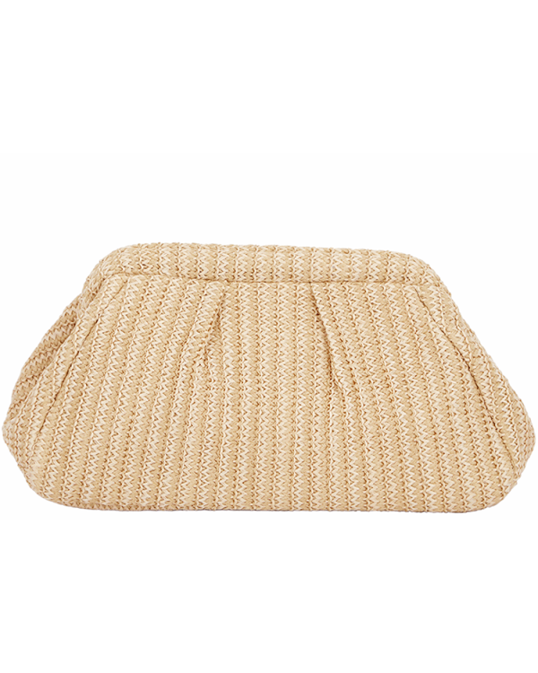 Woven pleated clutch bag