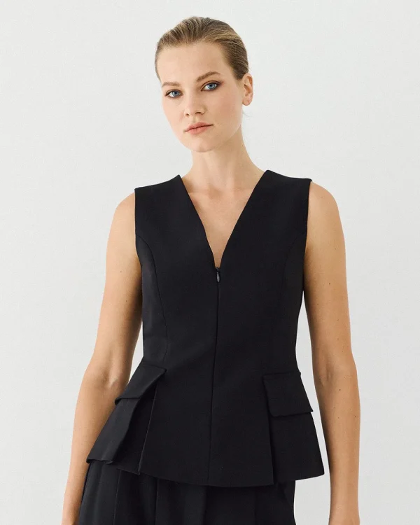 Alternative view of Fitted sleeveless top with zip fastening - Access Fashion