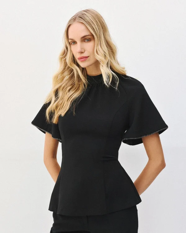 Open-back blouse with rhinestones - Access Fashion