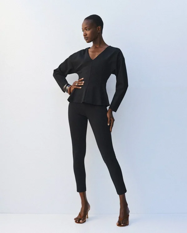 Peplum blouse with a v-neckline - Access Fashion