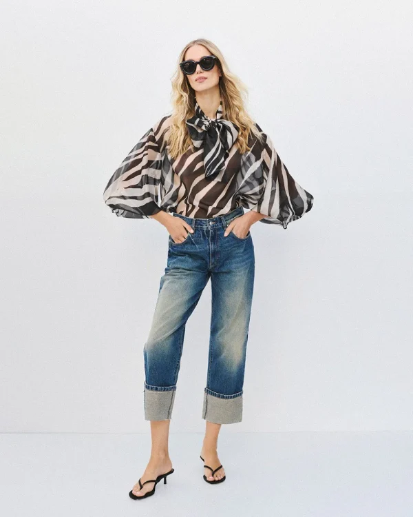 Animal print blouse with a tie - Access Fashion