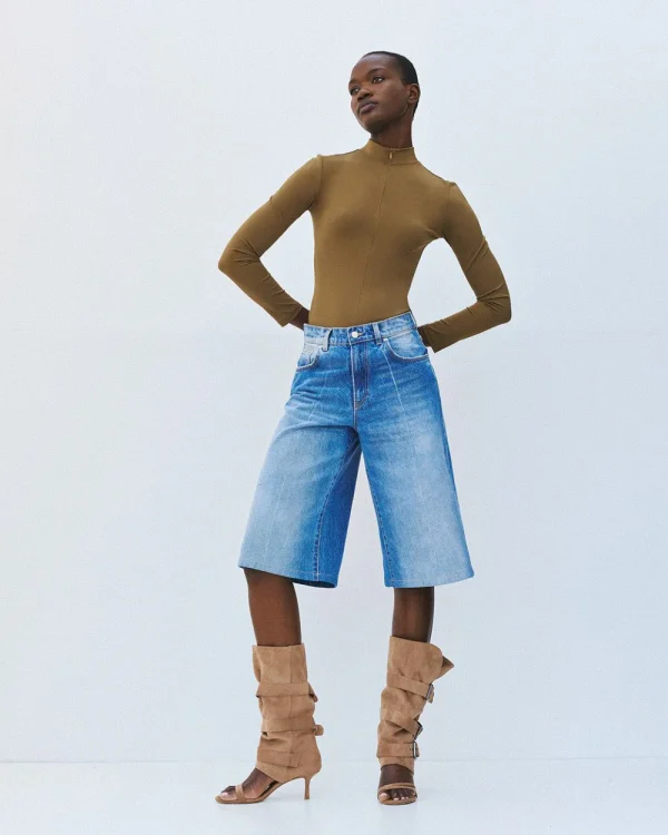 High-neck bodysuit with zip fastening - Access Fashion