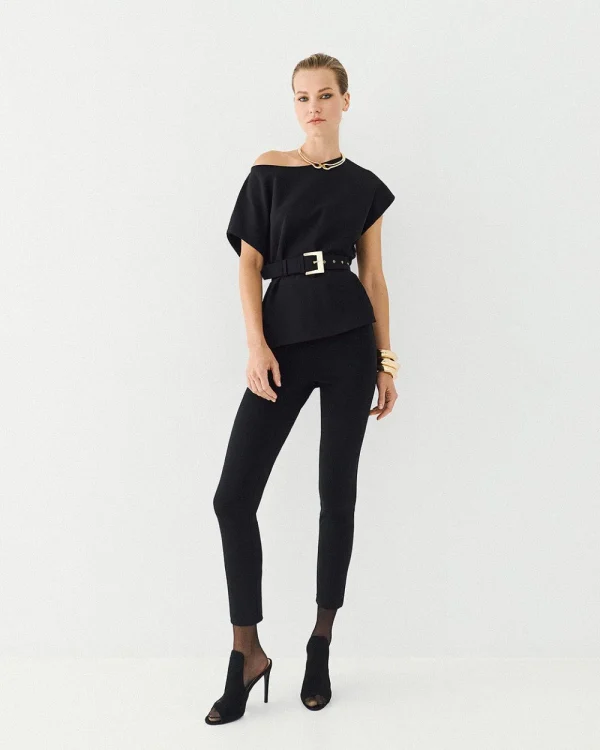 Blouse with short sleeves and belt - Access Fashion