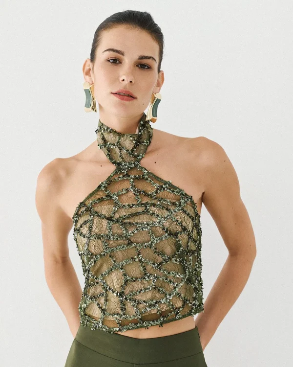 Alternative view of Halter sequin top - Access Fashion