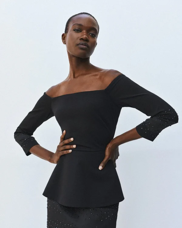 Alternative view of Off-shoulder top with rhinestones - Access Fashion