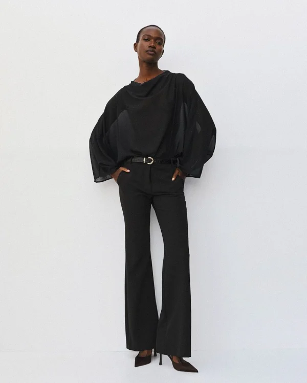 Alternative view of Asymmetric sheer top with rhinestones - Access Fashion