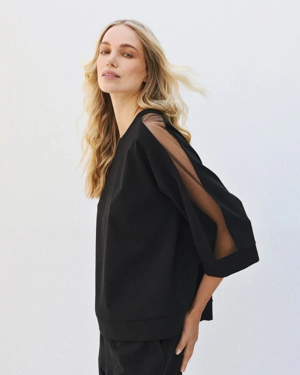 Alternative view of Blouse with sheer sleeve detail - Access Fashion