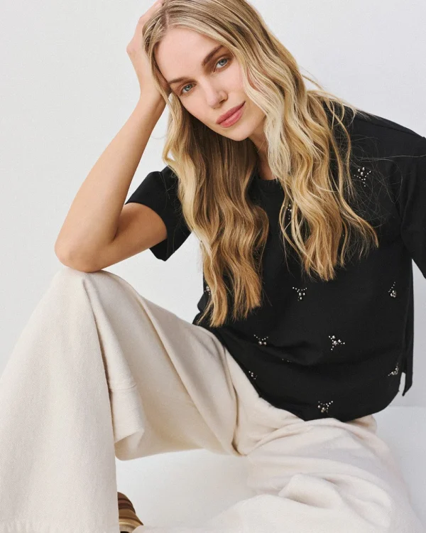 Short-sleeve blouse with rhinestones - Access Fashion