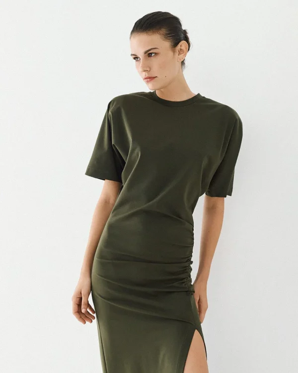 Alternative view of Midi dress with slit and ruching - Access Fashion