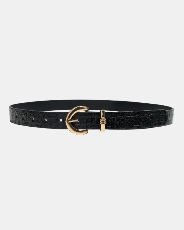 Croc-effect faux leather belt - Access Fashion