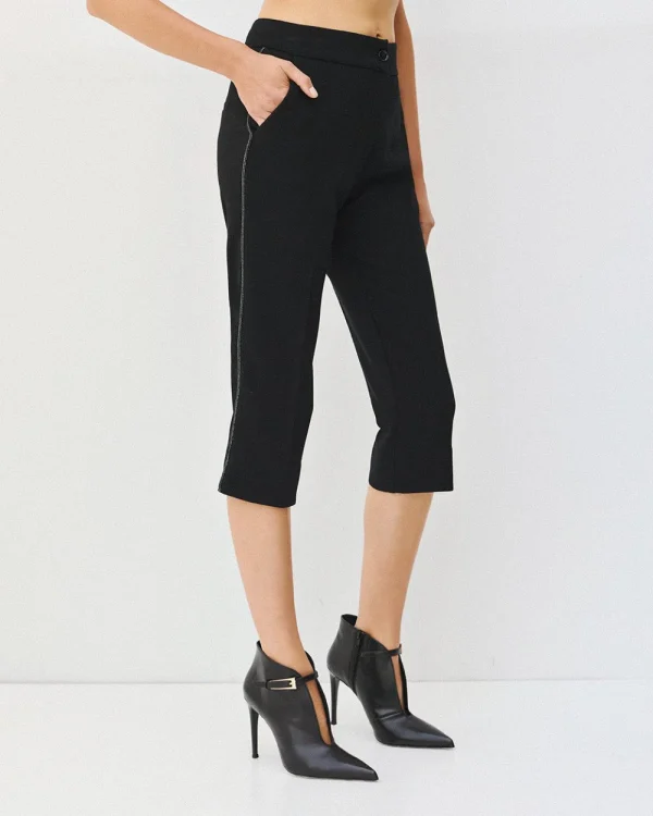 Alternative view of Capri pants with rhinestone side details - Access Fashion