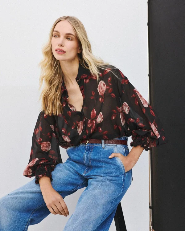 Semi-sheer floral shirt - Access Fashion