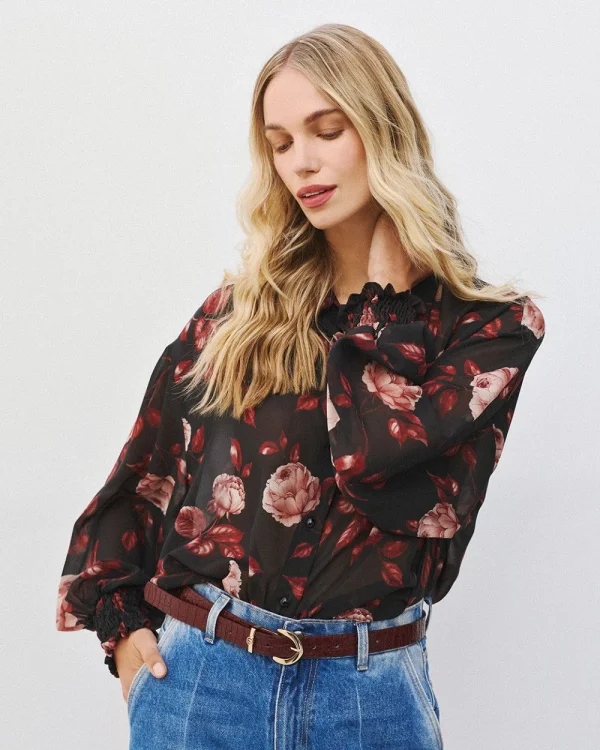 Alternative view of Semi-sheer floral shirt - Access Fashion