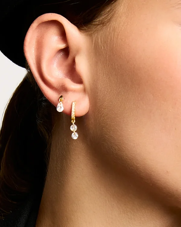 Alternative view of Double crystal Delhi earrings - Mya Bay